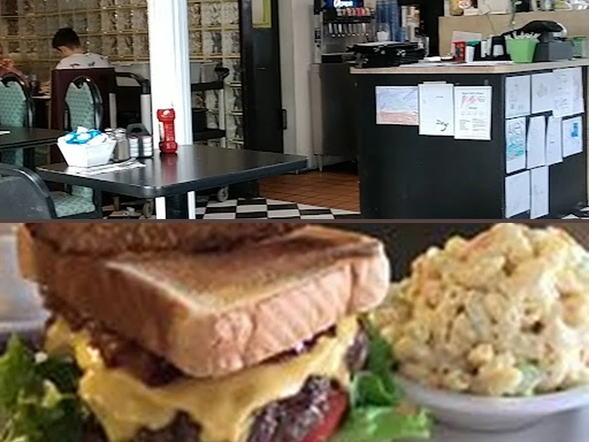 Bright diner tables and counter seating